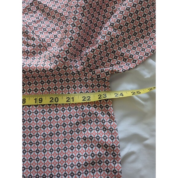 Lands' End Wrinkle Free Top Women's 14-16 L/T Orange Blue Tile Geo Coastal Prep - Picture 12 of 13